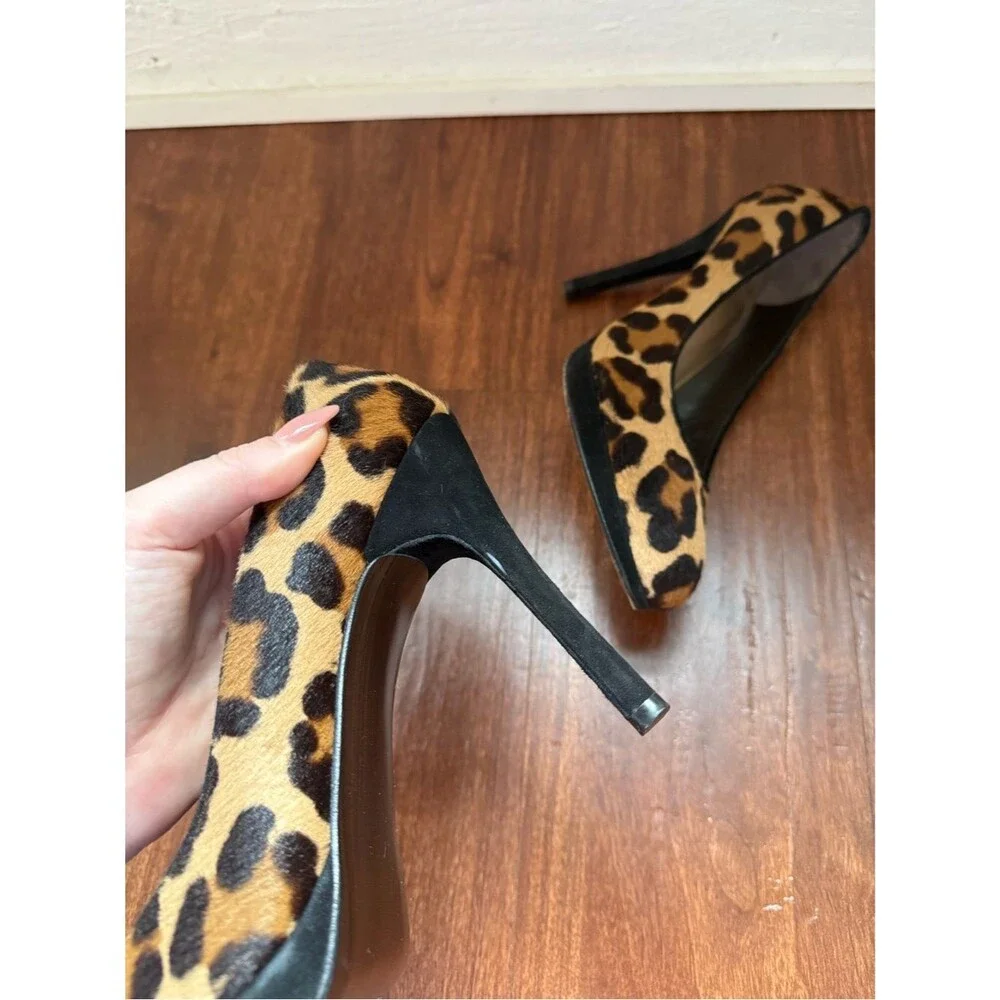 St. John Leopard Cheetah Ponyhair Pumps Heels Sz 8